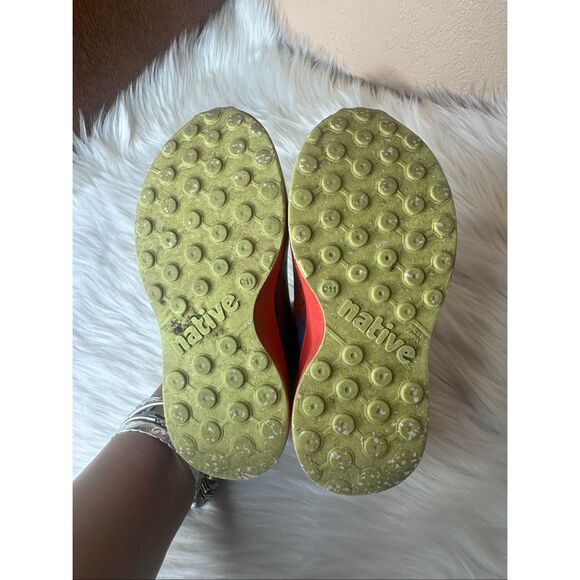 Natives Shoes Kids Robbie Sugarlite Print Chartreuse flame Size C11 - Picture 5 of 11